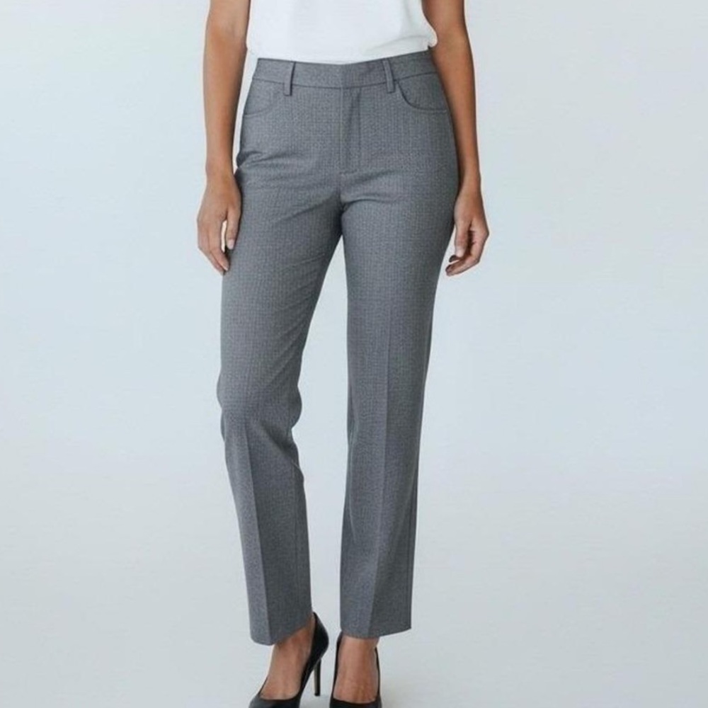 Ann Taylor LOFT | Women’s Grey/White Textured High Waist Curvy Pants Trousers 8